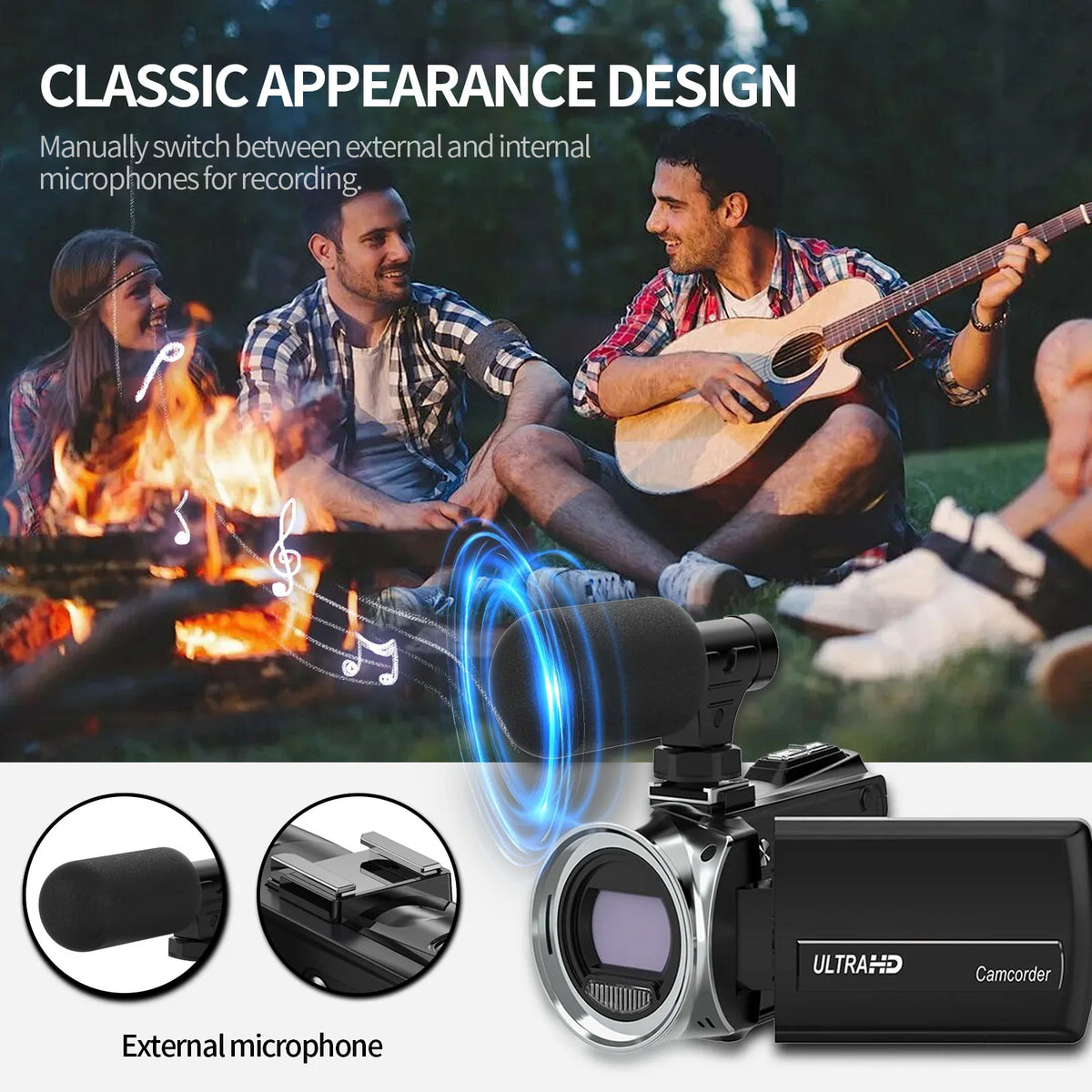 Professional Handheld Vlog Camera 4K 48MP Digital Zoom Flip Screen