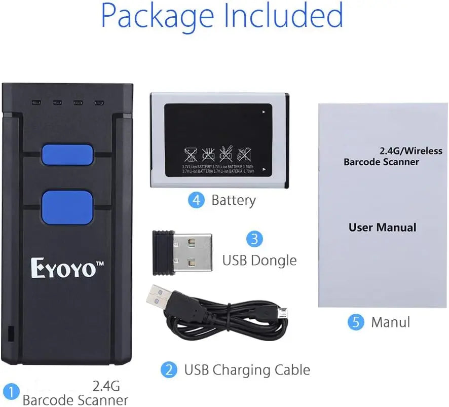 Eyoyo 1D Wireless Scanner 3-in-1 Bluetooth Barcode Reader