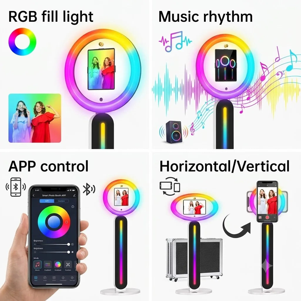 Femoorer Ipad Photo Booth Stand With Rgb Ring Light