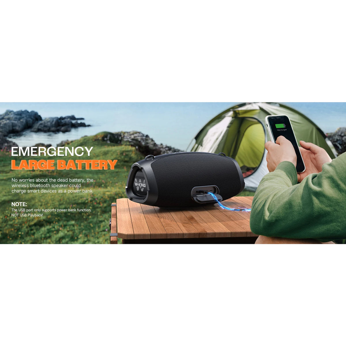 W-King X10 Portable Bluetooth Speaker With Deep Bass And Waterproof