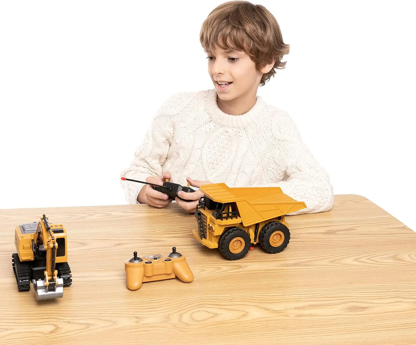 Joyfy 2 Pack RC Excavator And Truck Toy Set