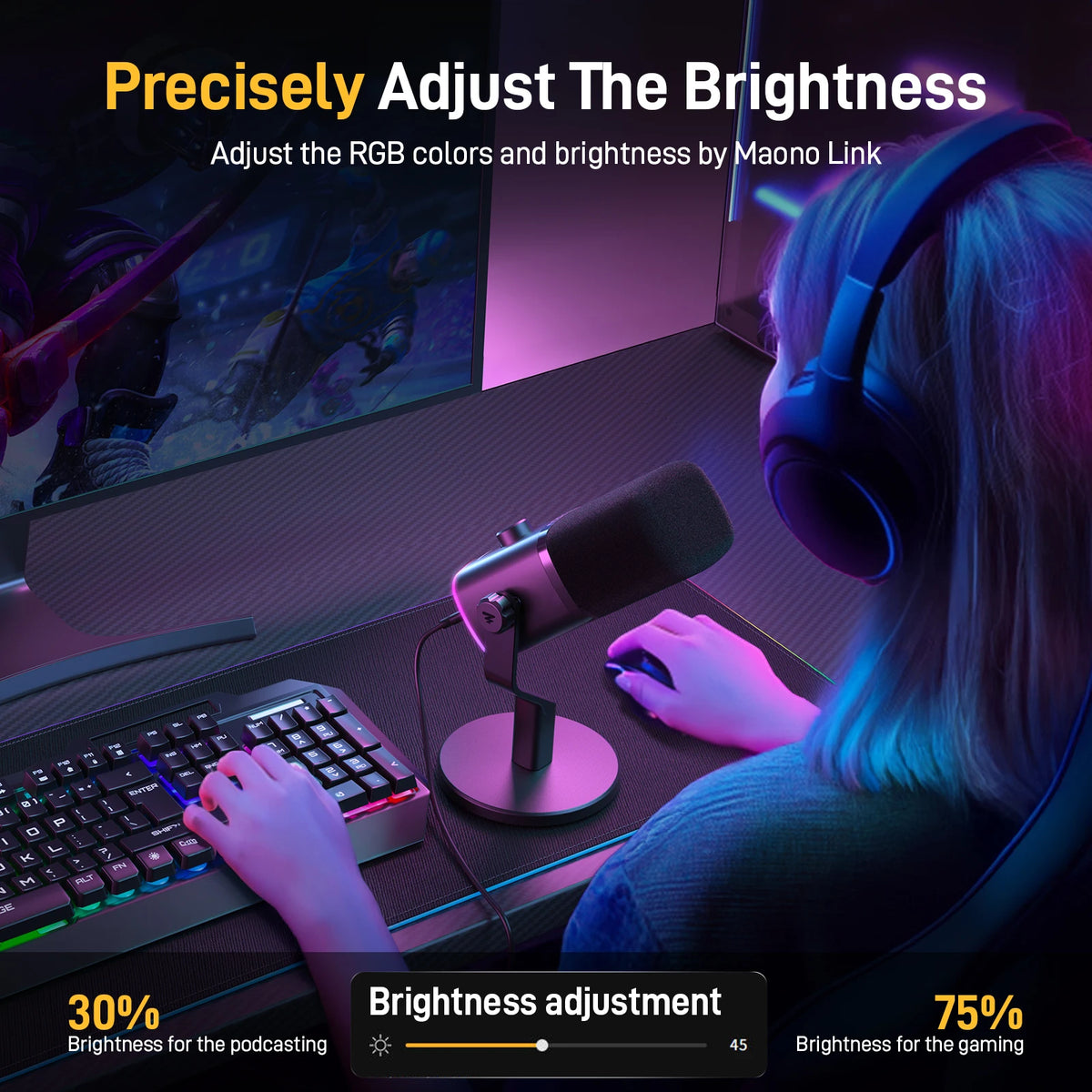 Maono PD100X RGB Dynamic Gaming Microphone With Software Noise Reduction