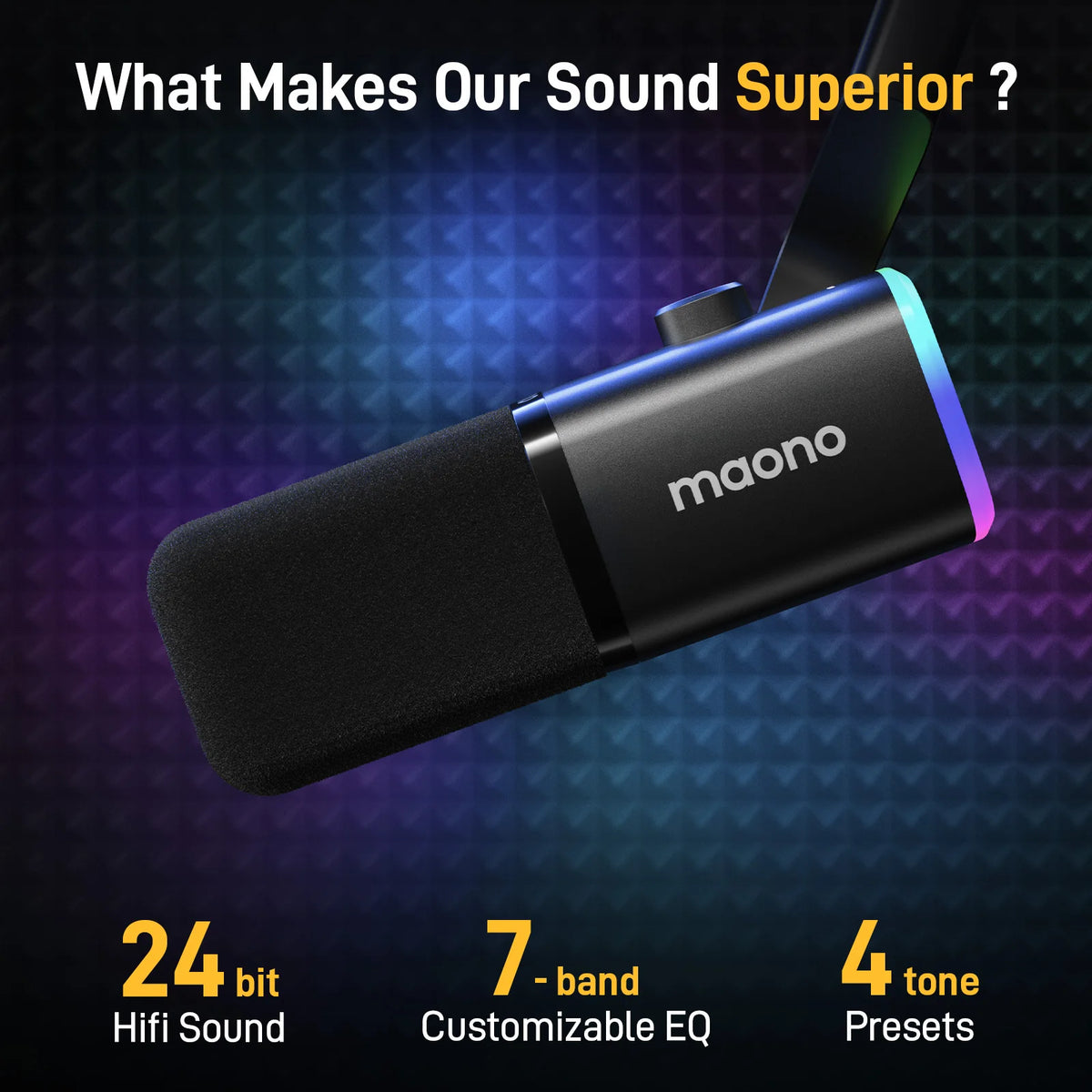 Maono PD100X RGB Dynamic Gaming Microphone With Software Noise Reduction