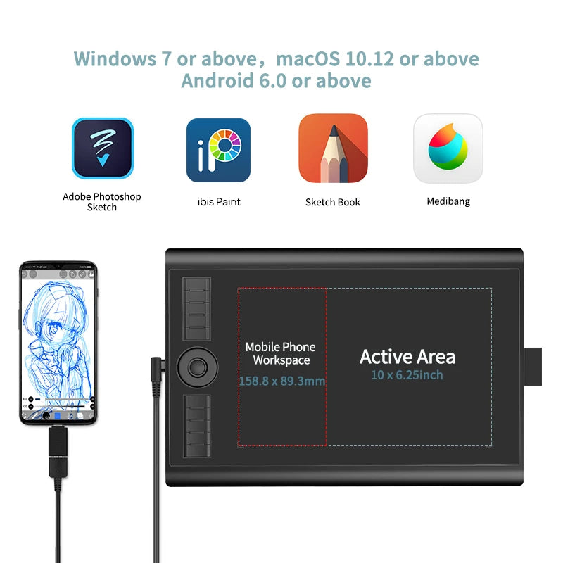 Gaomon M10K Pro Graphics Tablet For Digital Drawing And Art