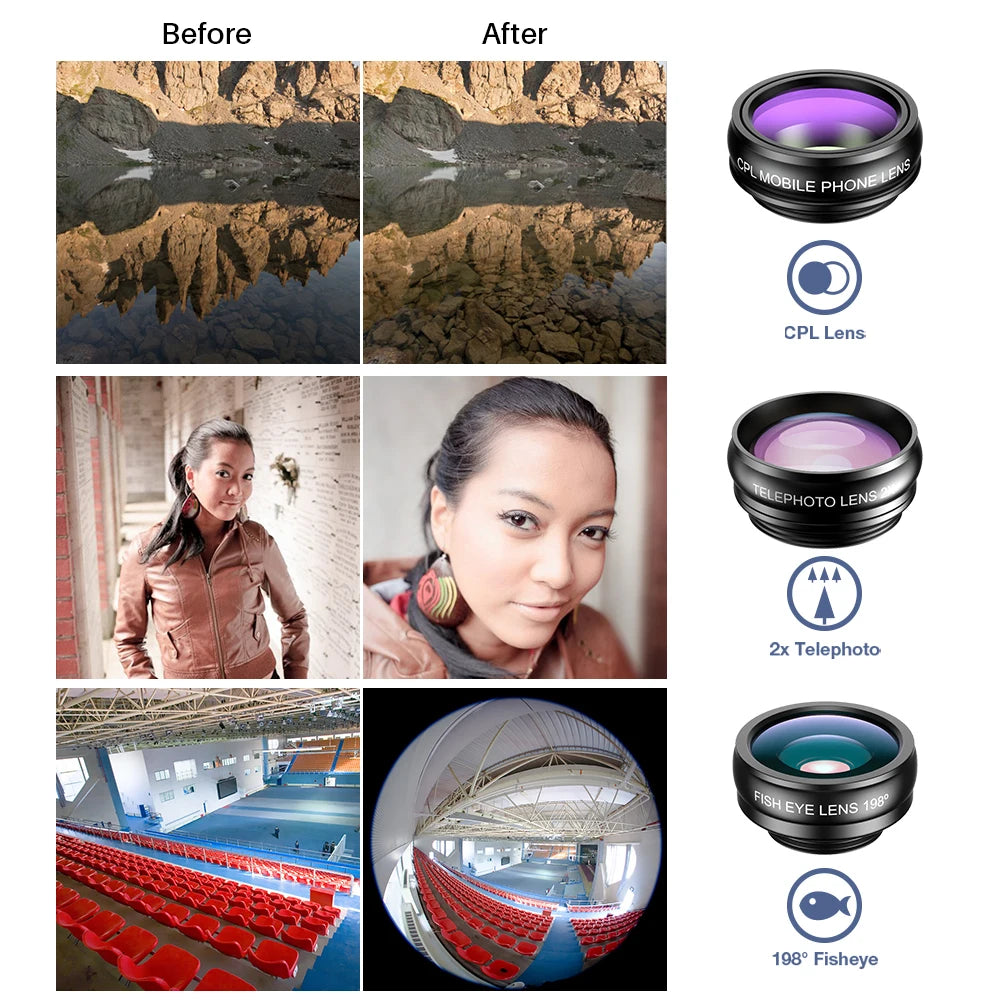 APEXEL 10 In 1 Smartphone Lens Kit Wide Angle Macro