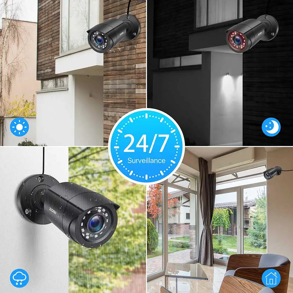 Zosi 1080P Outdoor Indoor Bullet Cctv Security Camera