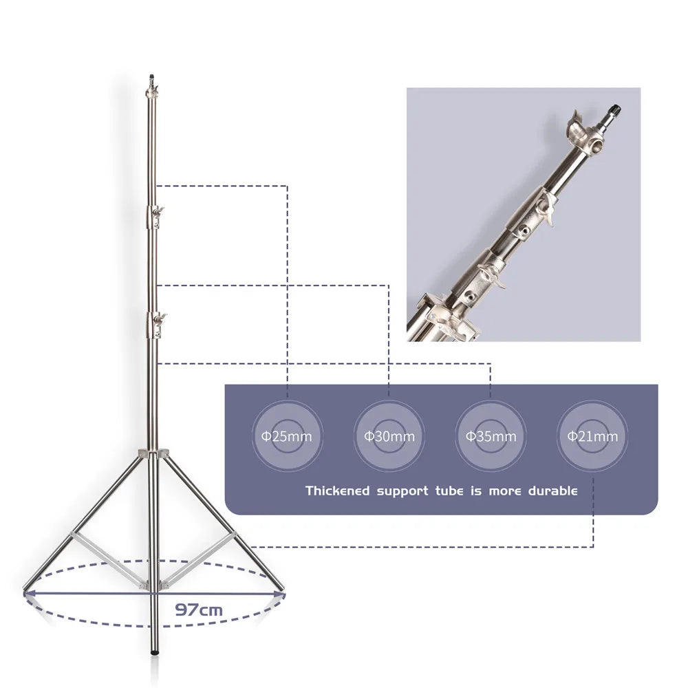 SH Heavy Duty Stainless Steel Photography Lighting Stand Tripod