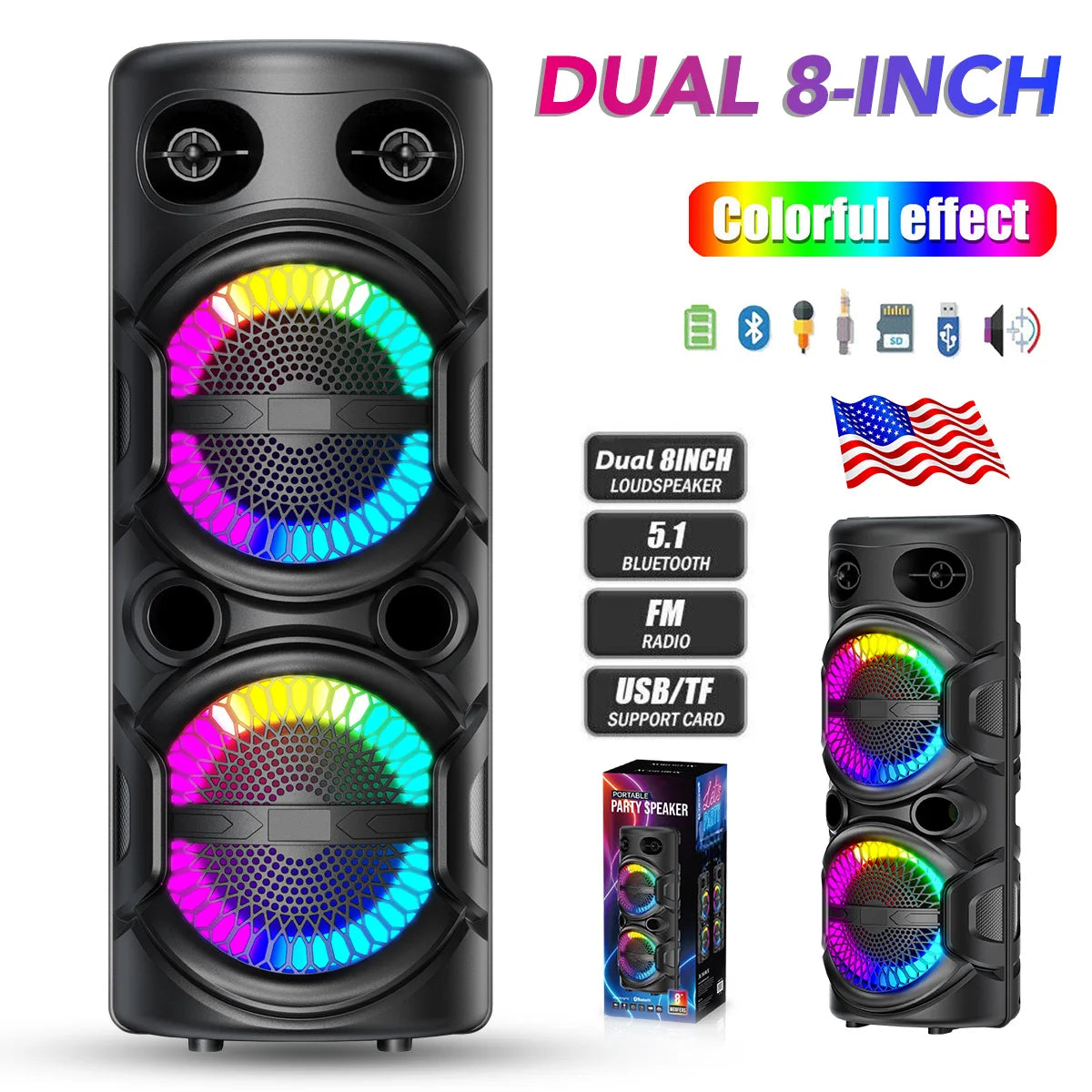 Curuk Portable Bluetooth Speaker With Heavy Bass And Karaoke