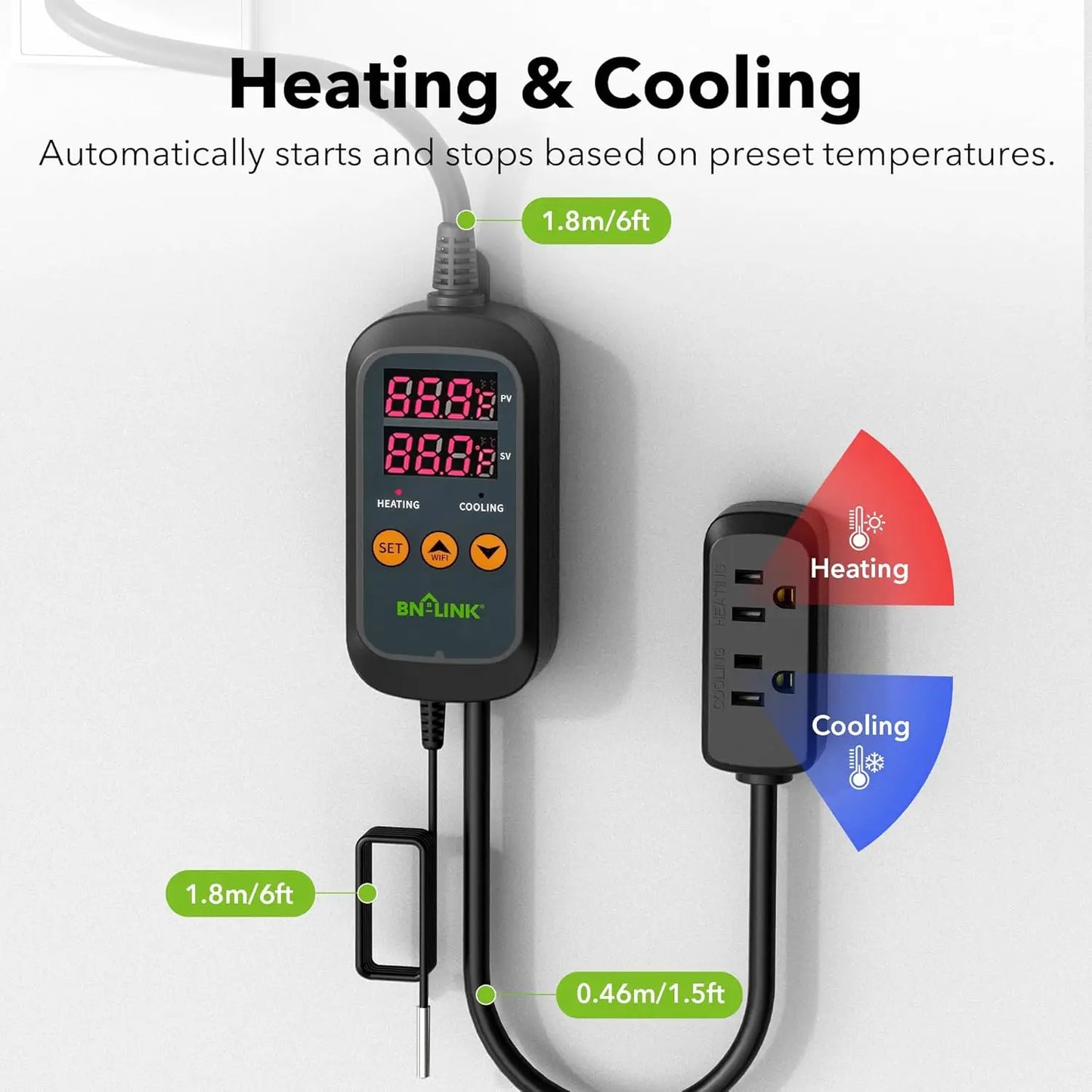 Smart WiFi Temperature Controller For Heating And Cooling Alexa Compatible