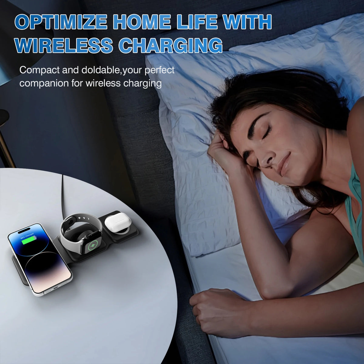 15W Magnetic 3In1 Foldable Wireless Triple Device Charging Dock