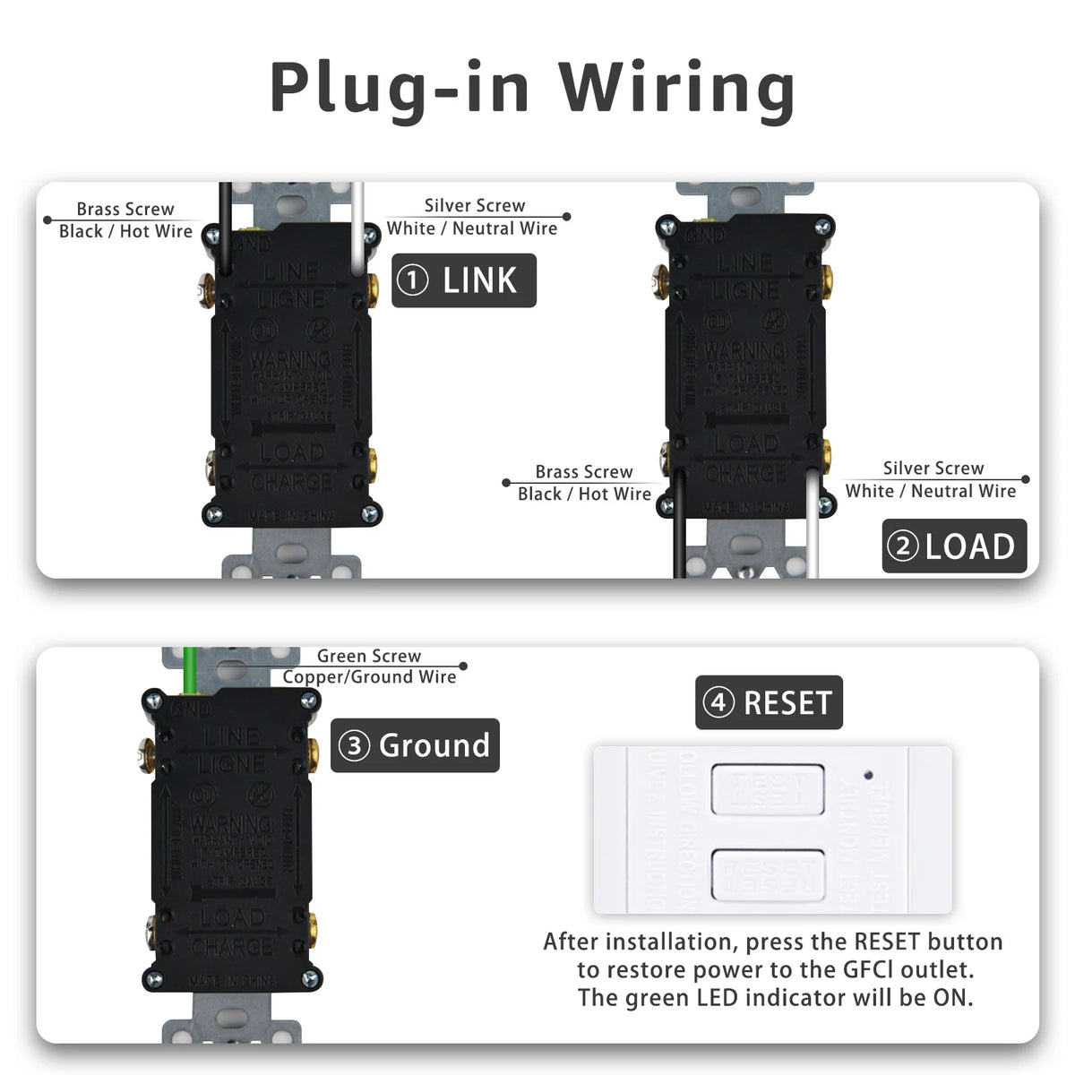 15 Or 20 Amp GfcI Receptacle With Led Indicator Plate