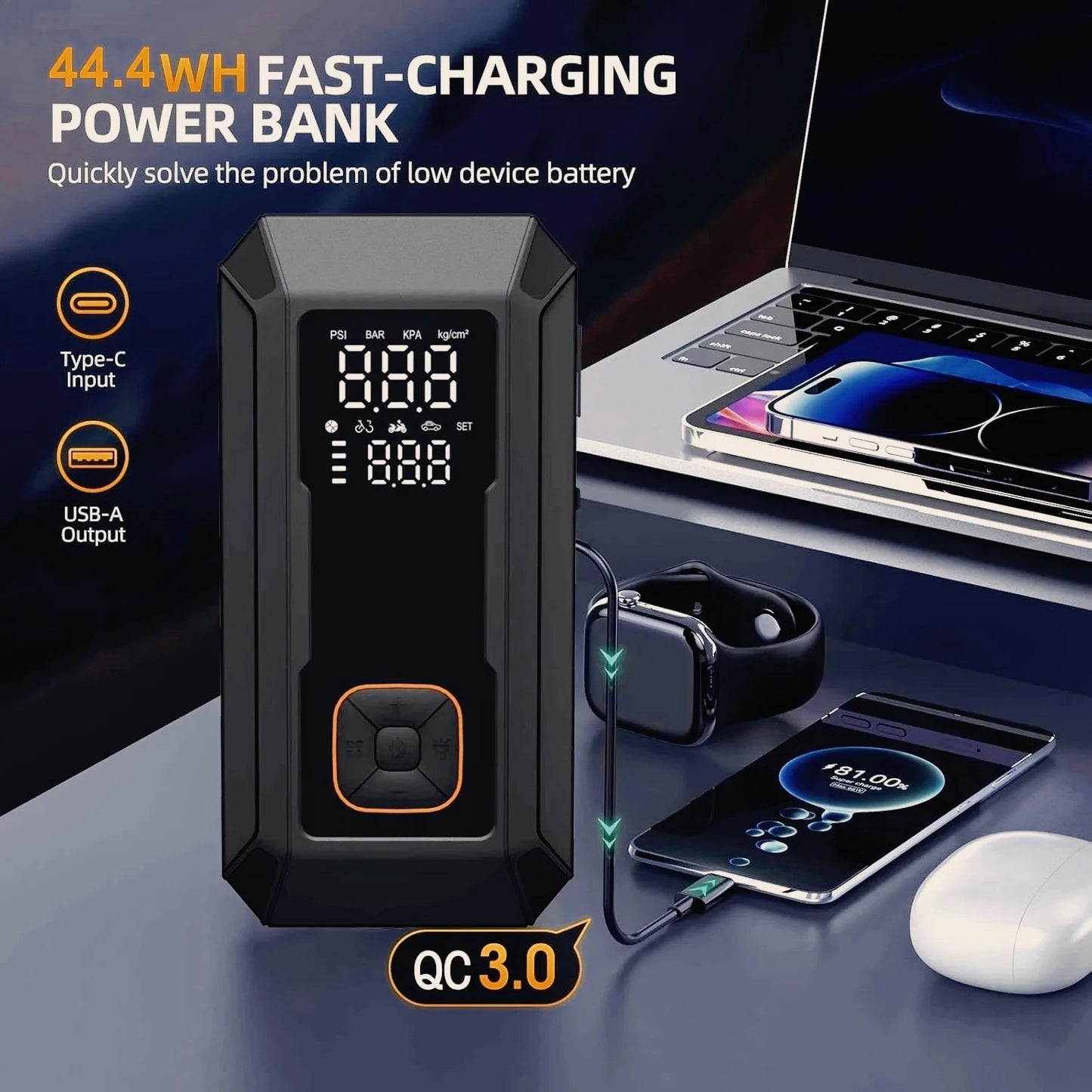 YINGBOOST 4000A Jump Starter With Air Pump And LED Light