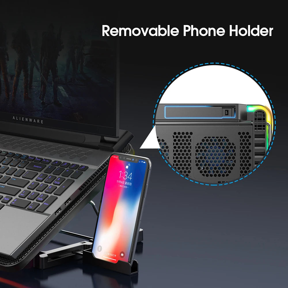 Coolcold Laptop Cooling Pad With Six Quiet Fans Adjustable Height