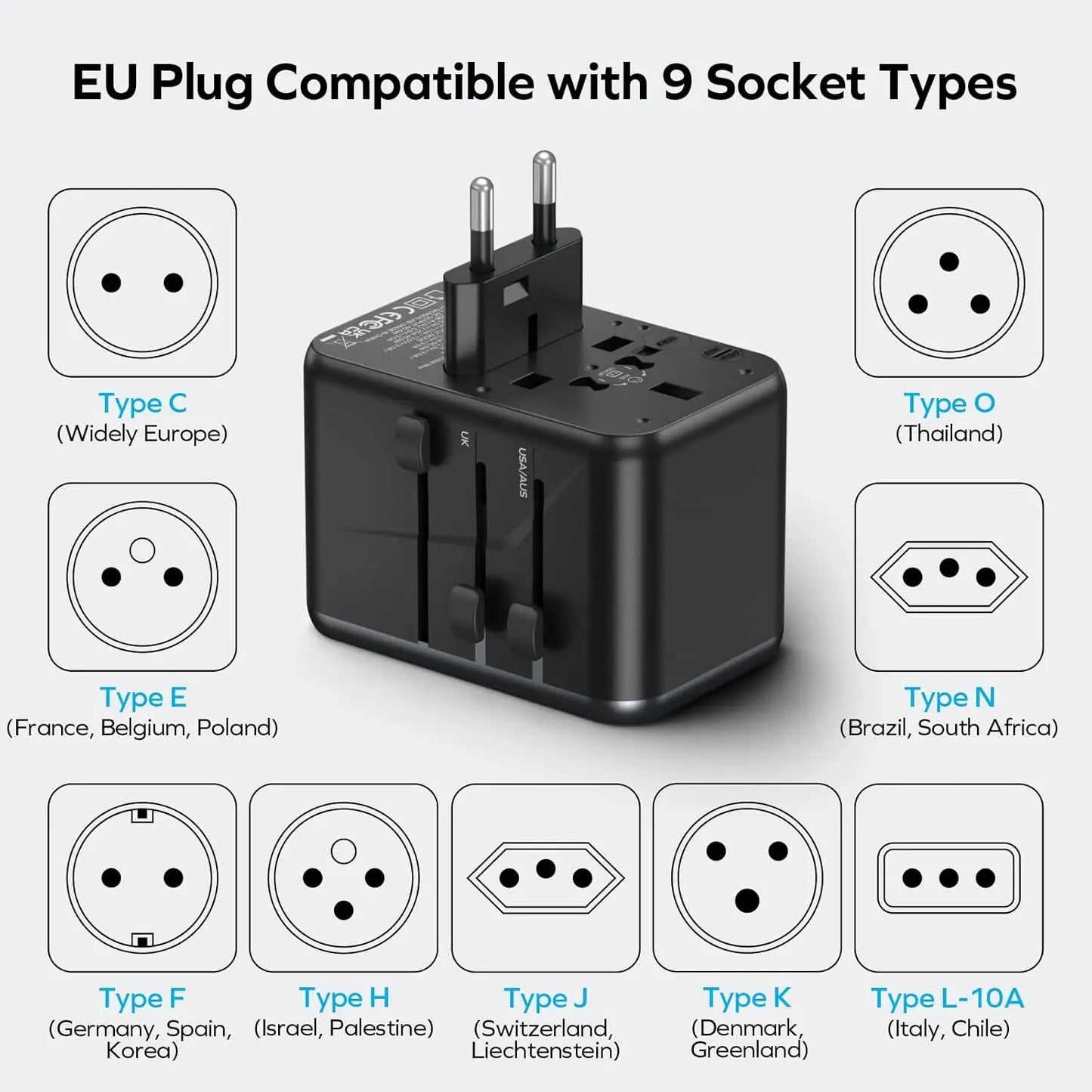 GaN 70W Universal Travel Adapter 6 In 1 Fast Worldwide