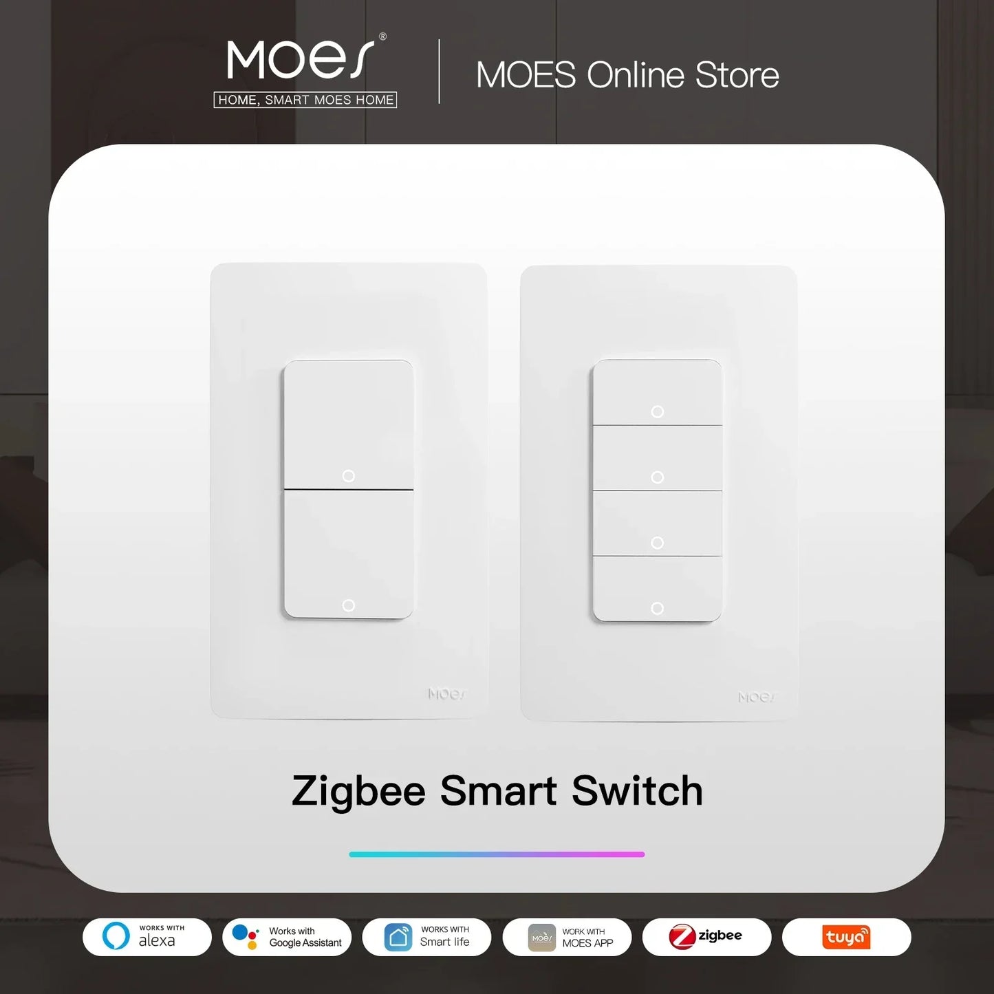 MOES ZigBee Smart Light Switch US Push Button Wall Switch