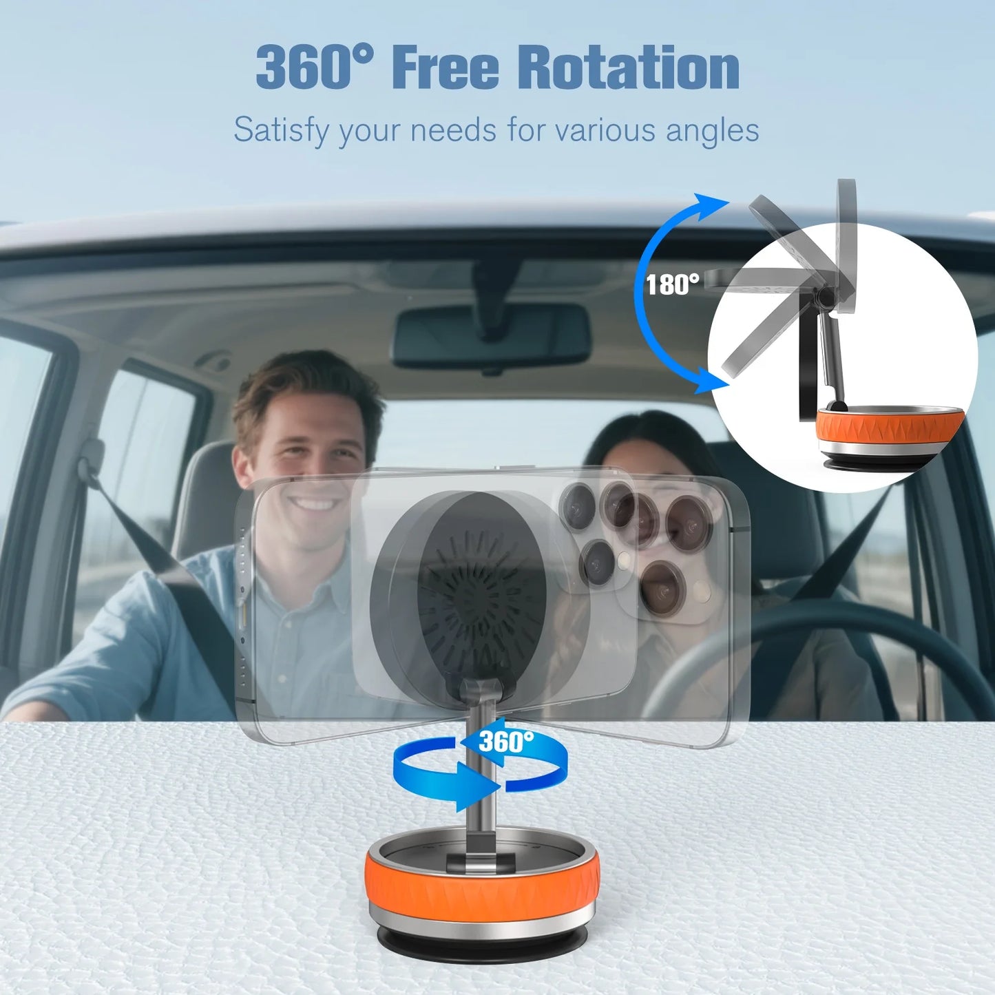 N55 15W Wireless Car Charger Phone Holder Magnetic Vacuum Mount