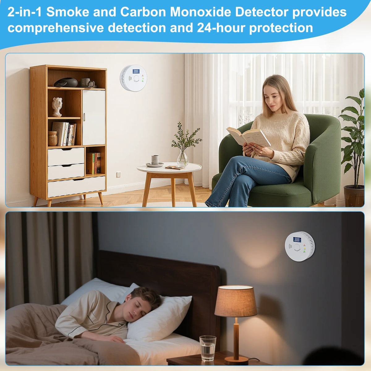 Battery Operated Smoke And Carbon Monoxide Detector Combo Three Pack