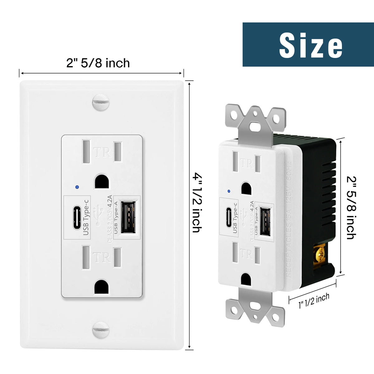 NineLeaf Dual Type C USB Wall Outlet With LED Indicator