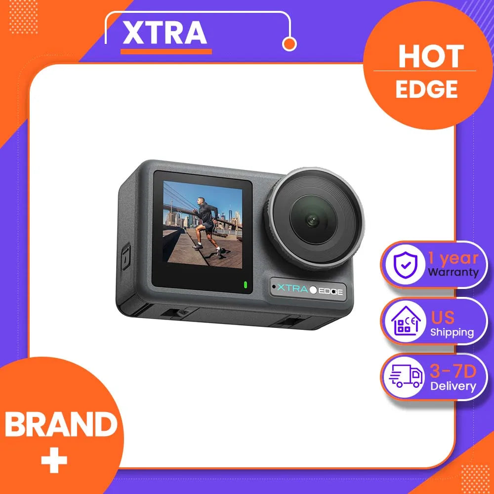 Xtra 4K 120fps Action Camera Dual Screen IP68 Waterproof Stabilized