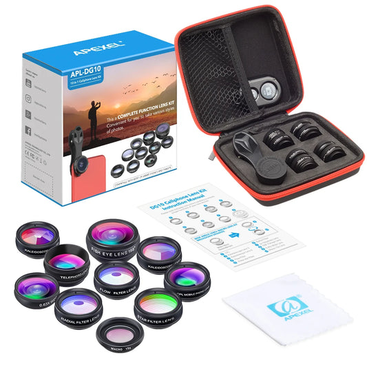 APEXEL 10 In 1 Smartphone Lens Kit Wide Angle Macro