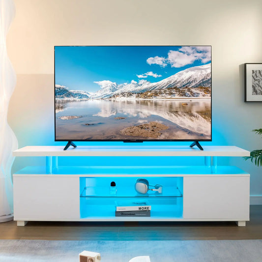 Cubehom Modern LED TV Entertainment Center With Storage Console