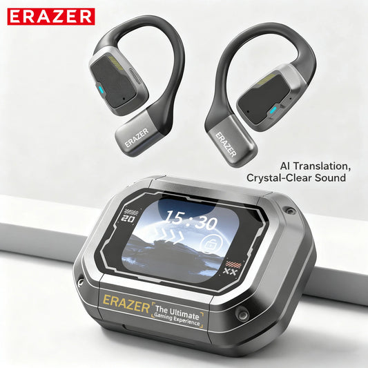 HD LCD AI Translator Bluetooth Wireless Earphones Active Noise Cancellation