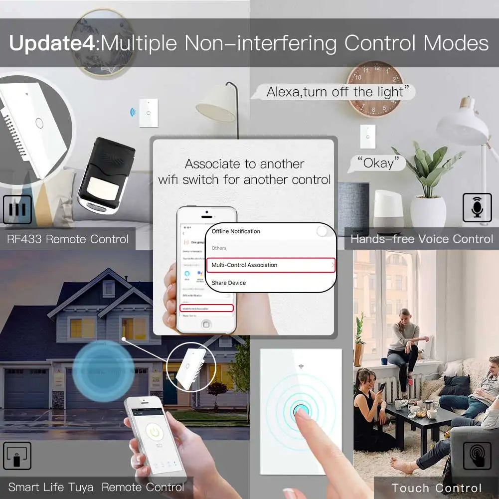 MOES Smart Glass Panel Switch Tuya Smart Life App Control