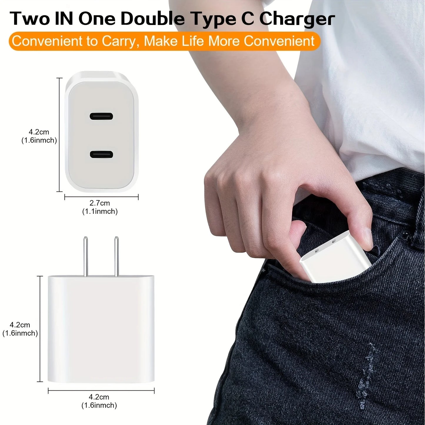 Dual Port Fast USB PD Wall Charger With Premium Cable