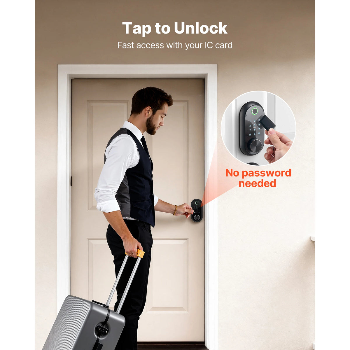 SucceBuy Fingerprint Door Lock Electronic Biometric Deadbolt With Touchscreen