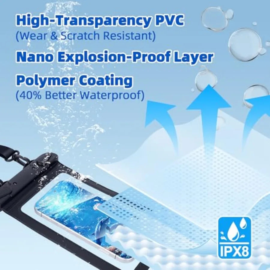 IPX8 Waterproof Phone Pouch With Sealed Lock And Secure Lanyard