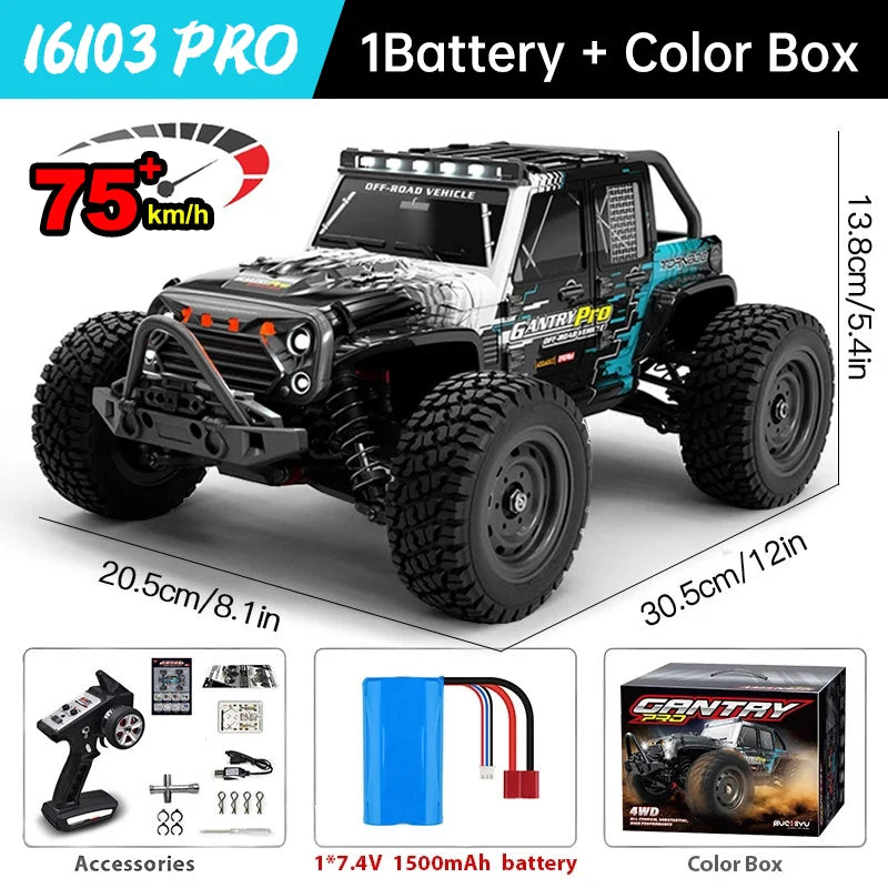 WLtoys 16101 Pro RC Car FourWheelDrive LED Lights HighSpeed