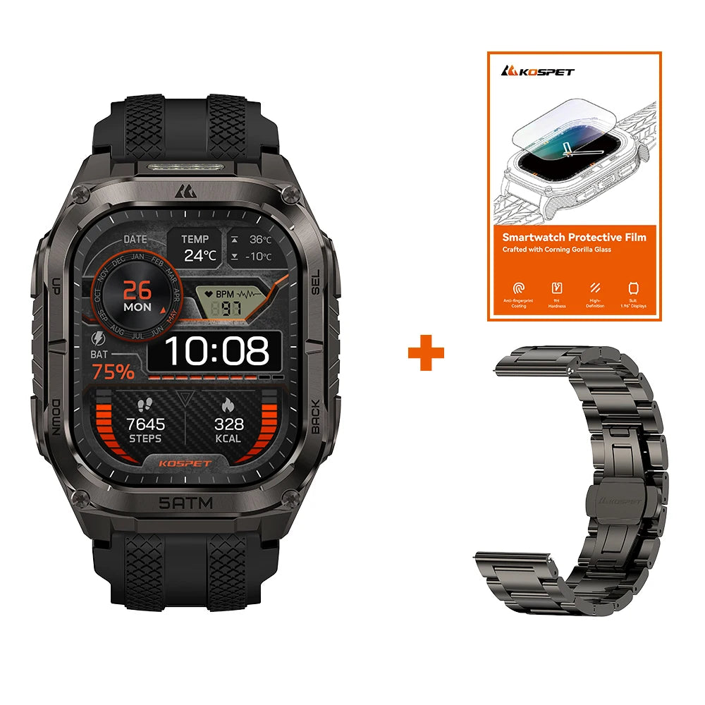 KOSPET TANK M4C GPS Smartwatch For Men Waterproof Integrated Flashlight