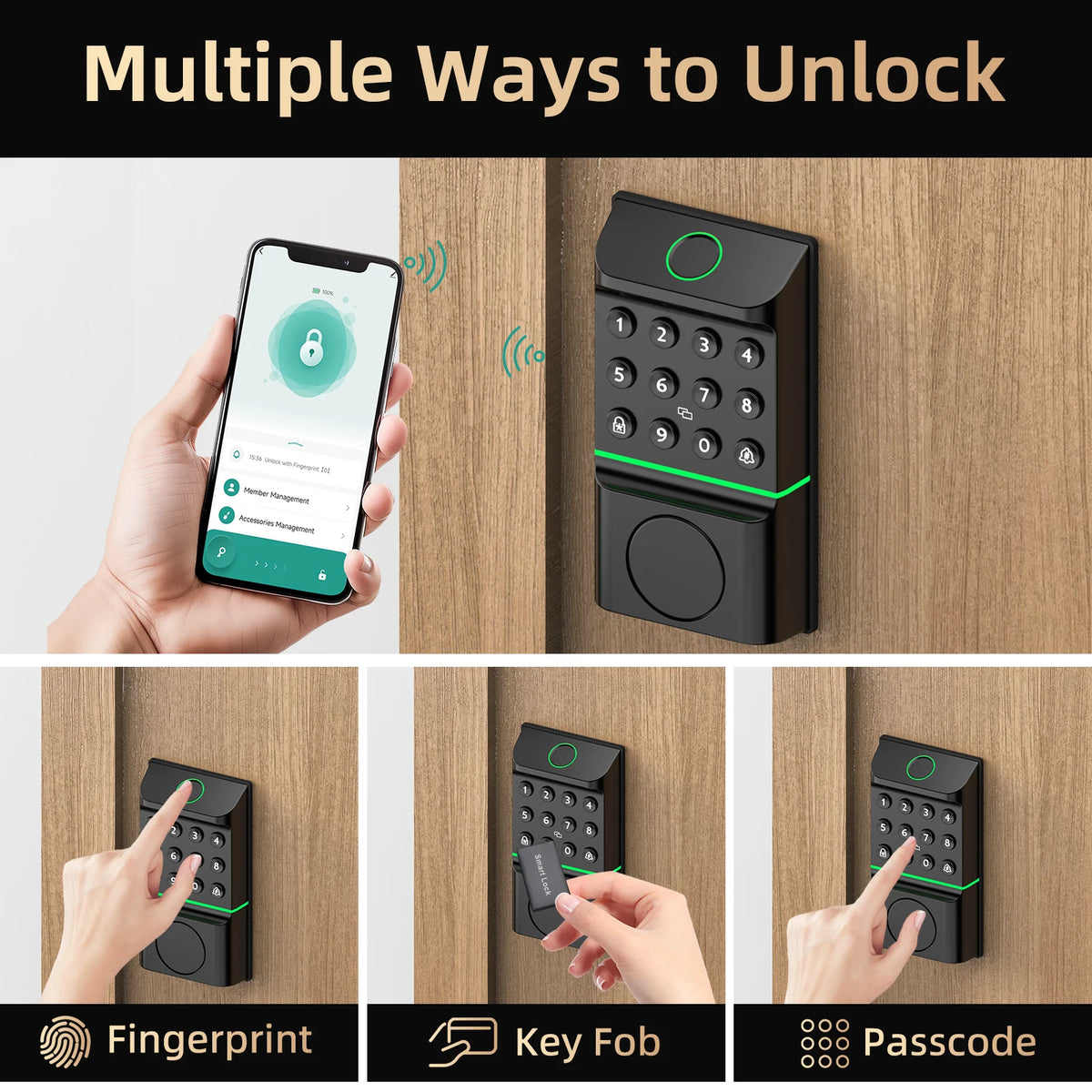 Viladepot Smart Fingerprint Door Lock With App Control And Keypad