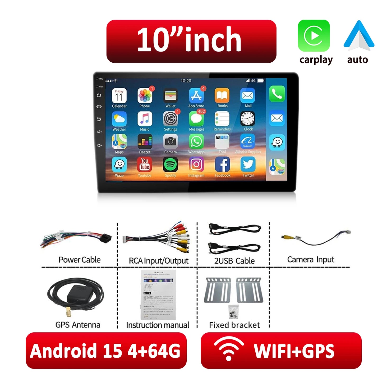 ESSGOO Android Car Radio With Wireless CarPlay And Android Auto