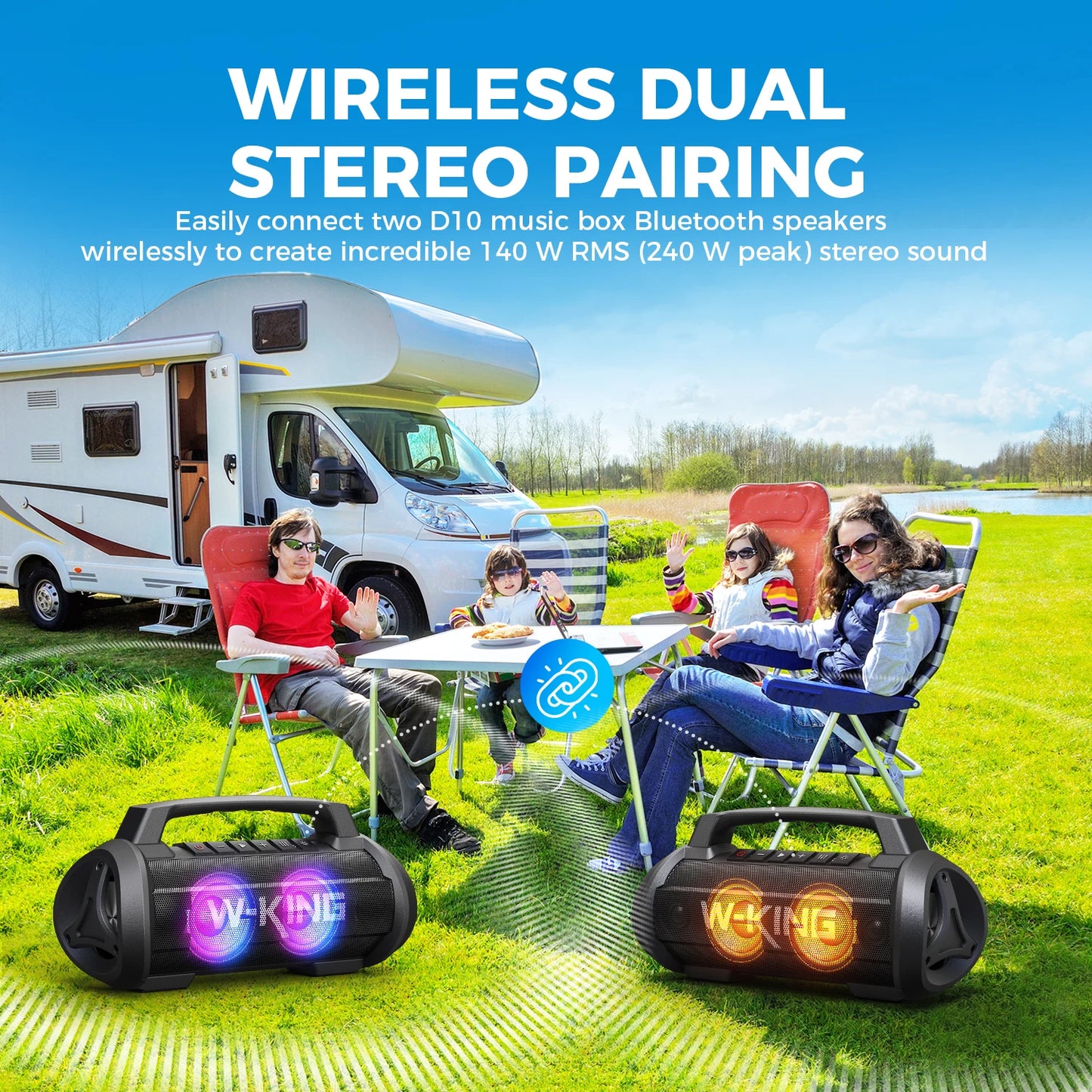 W-King 70W Portable Bluetooth Speaker With IPX6 Waterproof Design