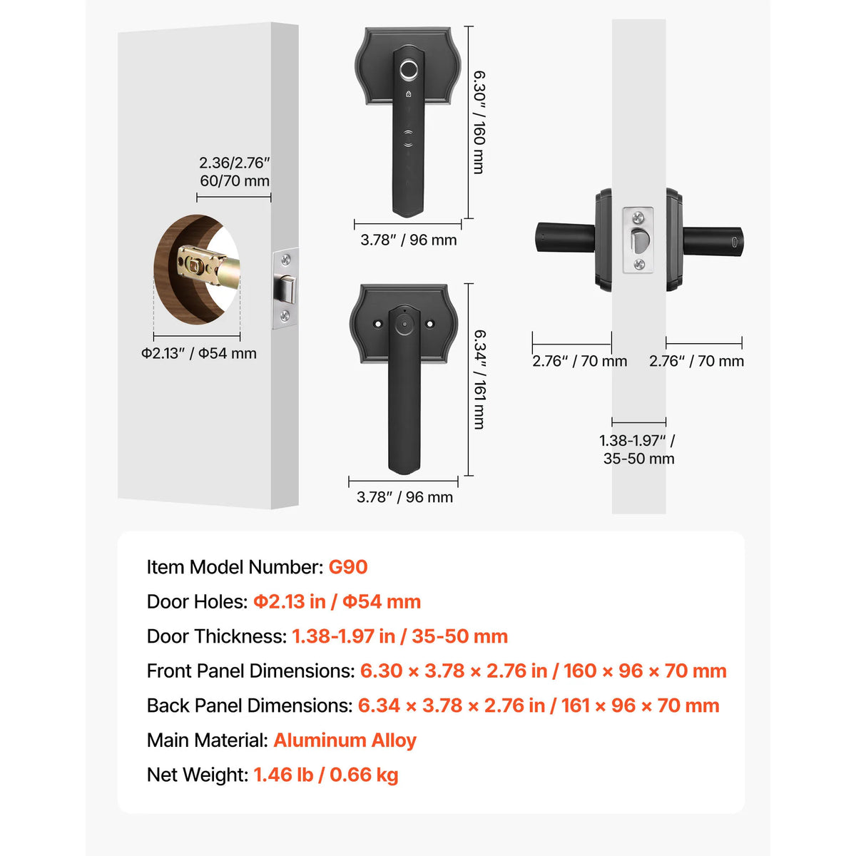 SucceBuy Fingerprint Door Lock Electronic Biometric Deadbolt With Touchscreen