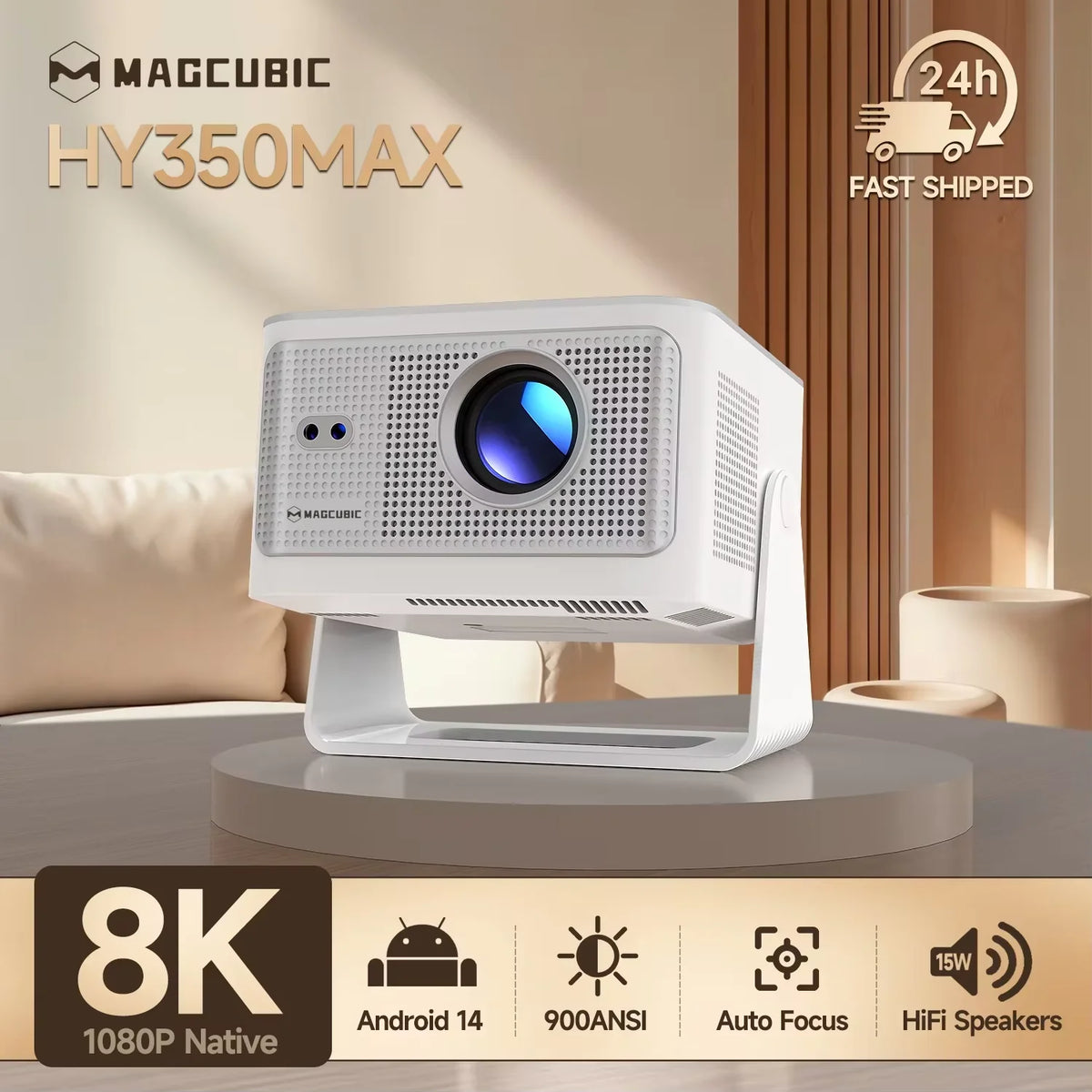 Magcubic Android 14 Projector Auto Focus Native 1080P 900 ANSI