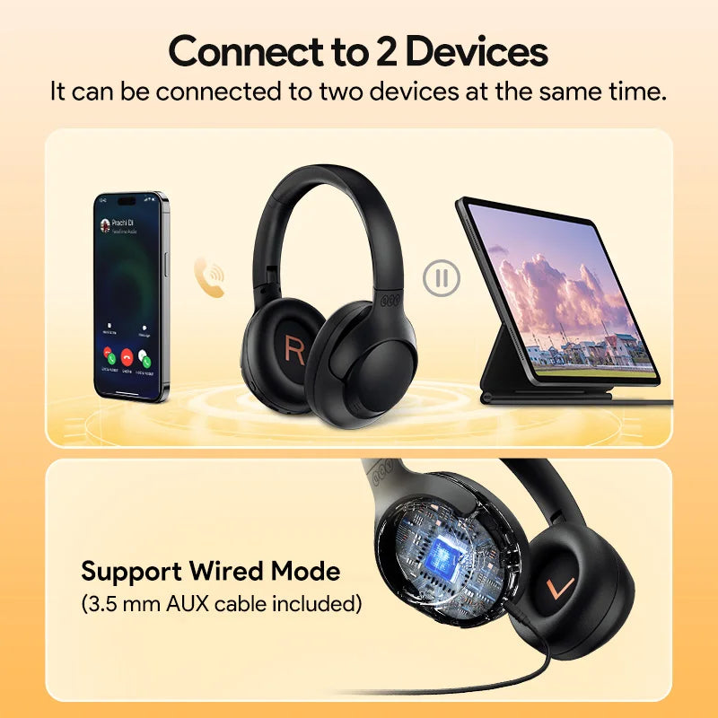 QCY H3 ANC Wireless Headphones Bluetooth 5.4 Hi Res Audio