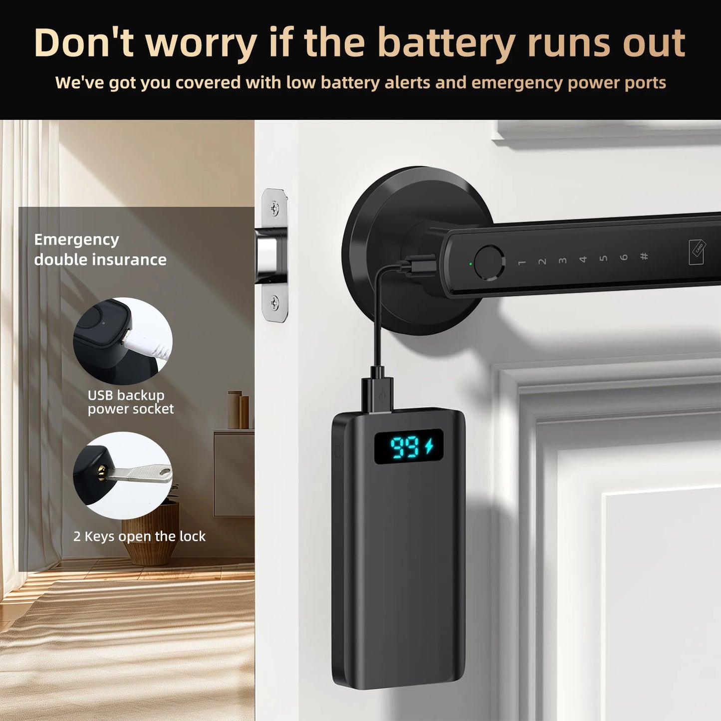 Viladepot Smart Lock Fingerprint App Control Type C Interface
