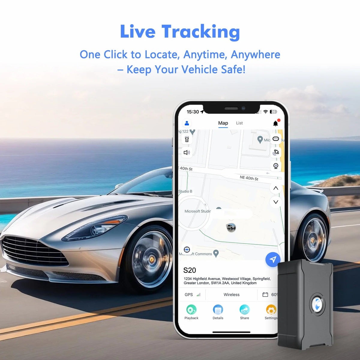 Waterproof Wireless GPS Tracker For Vehicle Monitoring