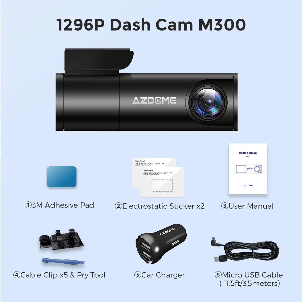 AZDOME 1296P Dash Cam With WiFi Night Vision Parking Monitor