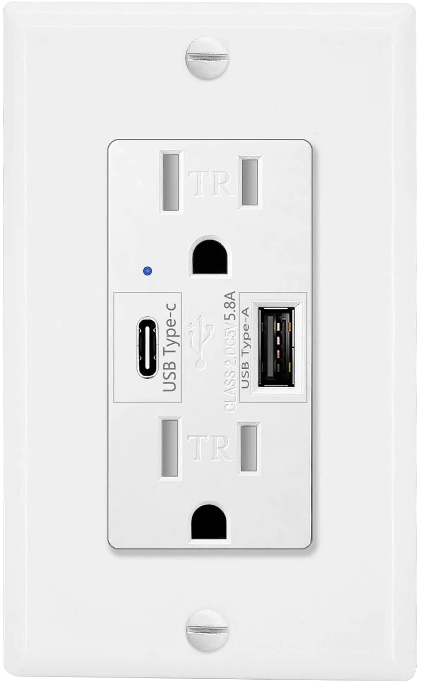 NineLeaf Dual Type C USB Wall Outlet With LED Indicator