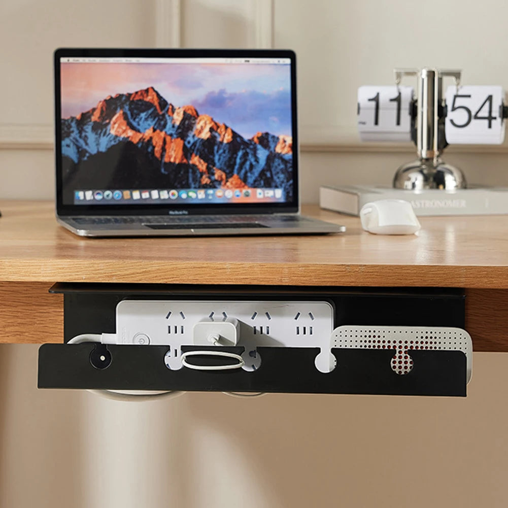 Under Desk Cable Management Tray 2 Pack Self Adhesive