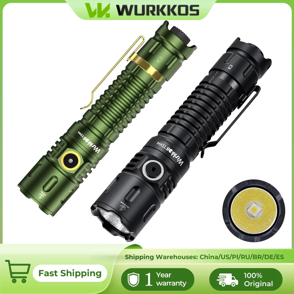 Wurkkos TD04 USB-C 3000 Lumen Rechargeable Dual-Mode Tactical Flashlight