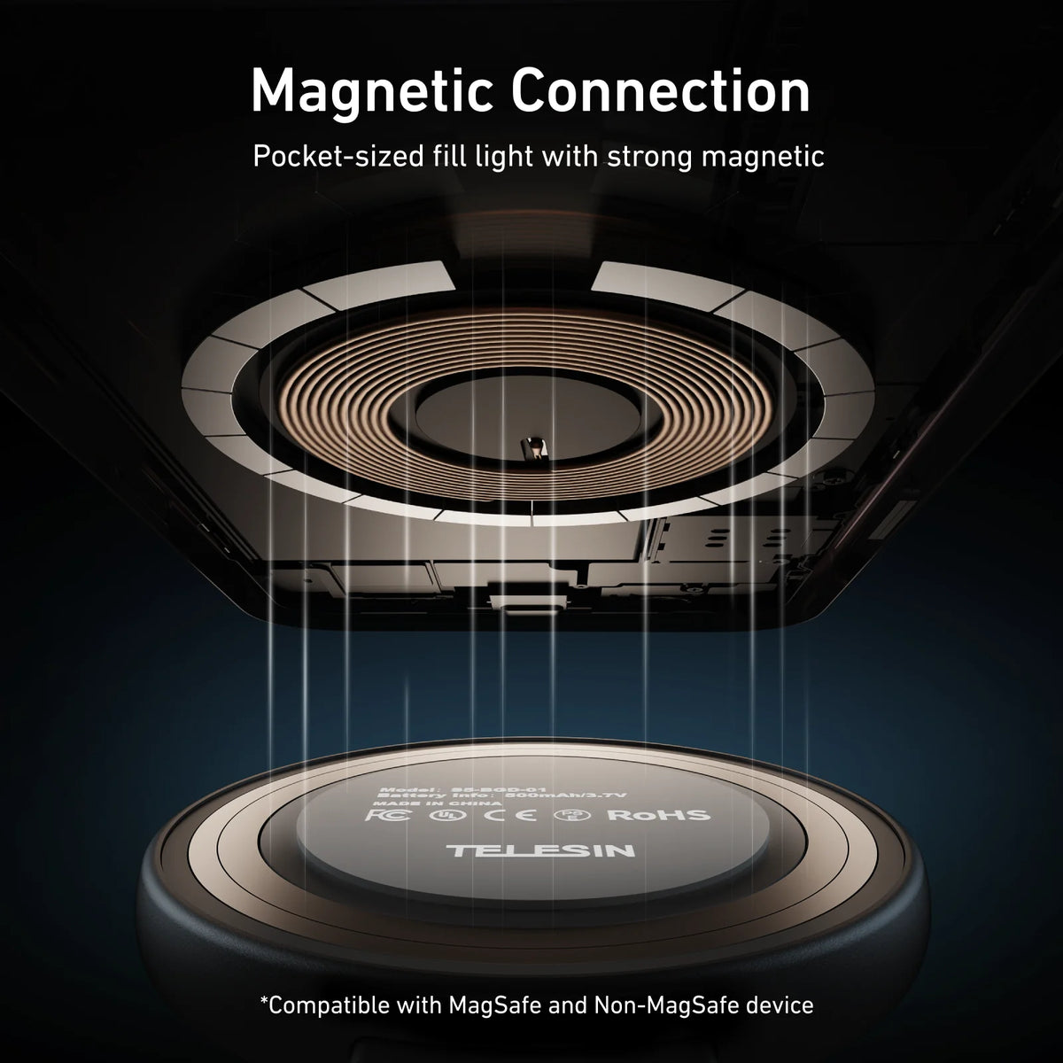 Telesin Magnetic Fill Light Mini Selfie Ring For iPhone MagSafe