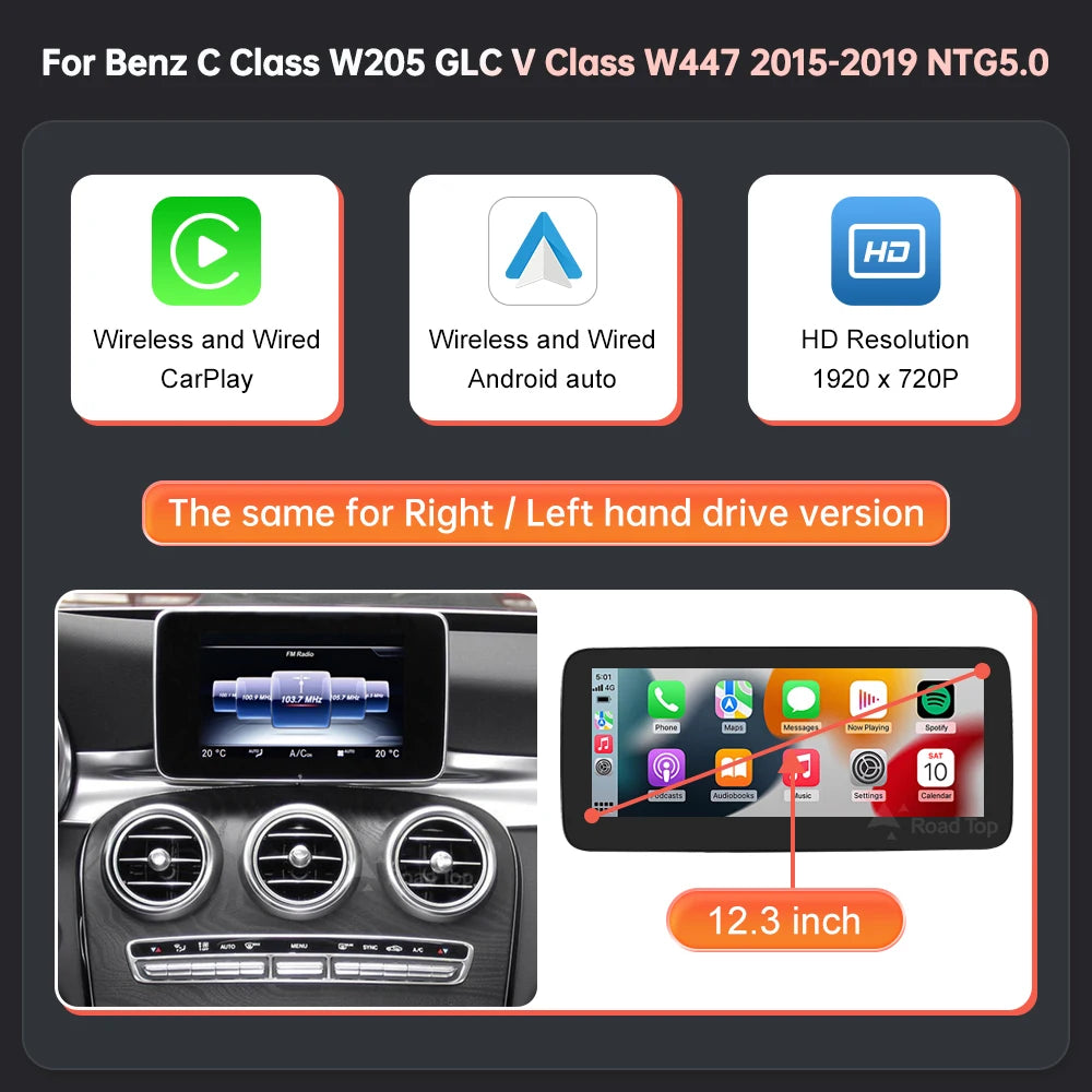 Wincago Linux Car Multimedia Screen Wireless CarPlay Android Auto Mercedes