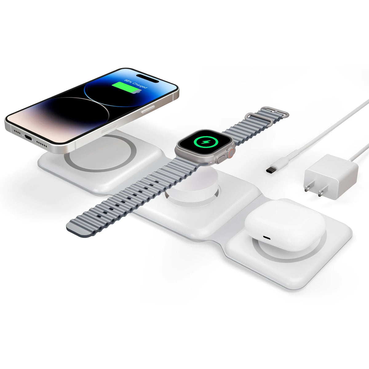 15W Magnetic 3In1 Foldable Wireless Triple Device Charging Dock