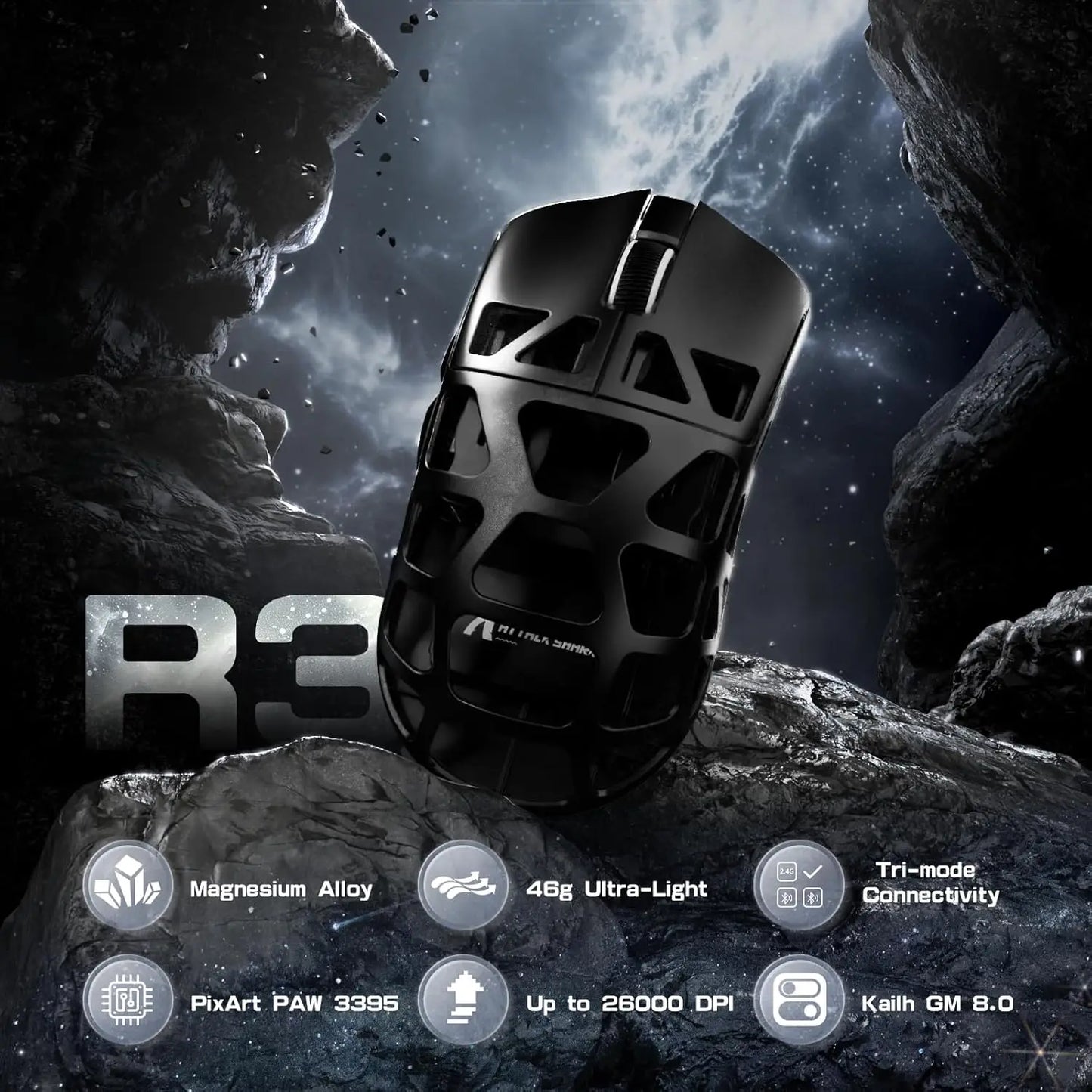 Attack Shark R3 Wireless Gaming Mouse Pixart 3395 26K DPI