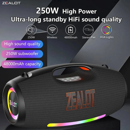 Zealot S89 250W Portable Bluetooth Speaker Waterproof TWS Subwoofer