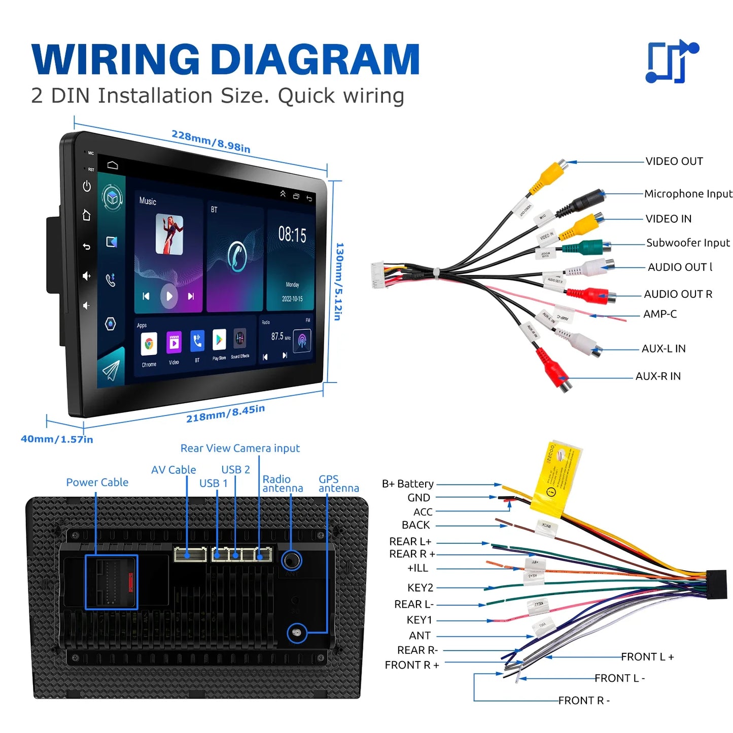 ESSGOO Android Car Radio With Wireless CarPlay And Android Auto